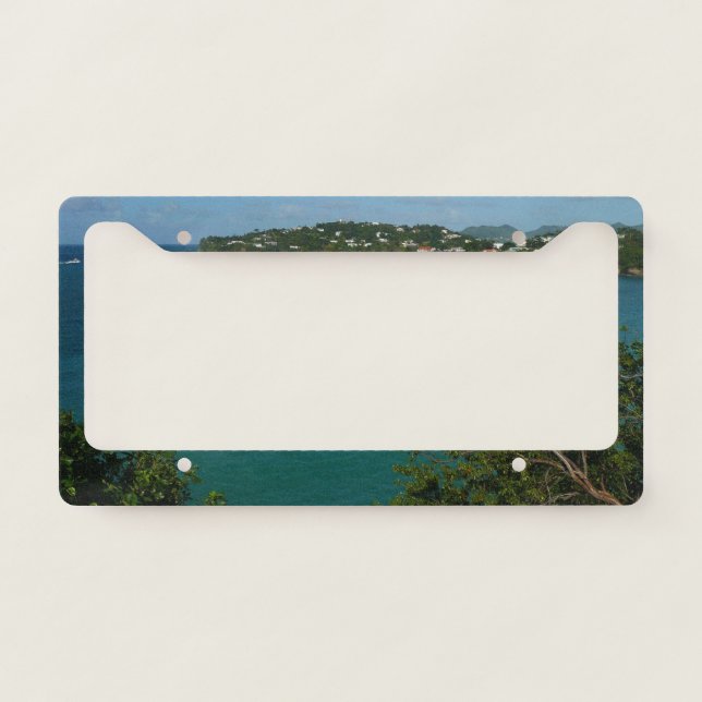 Coast of St. Lucia Caribbean Vacation Photo License Plate Frame (Front)