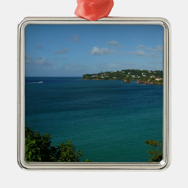 Coast of St. Lucia Caribbean Vacation Photo Metal Ornament (Front)