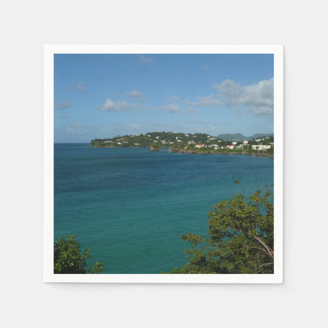 Coast of St. Lucia Caribbean Vacation Photo Paper Napkins (Front)