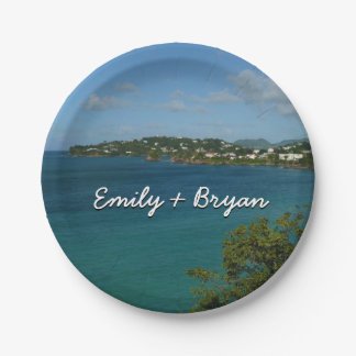 Coast of St. Lucia Caribbean Vacation Photo Paper Plates