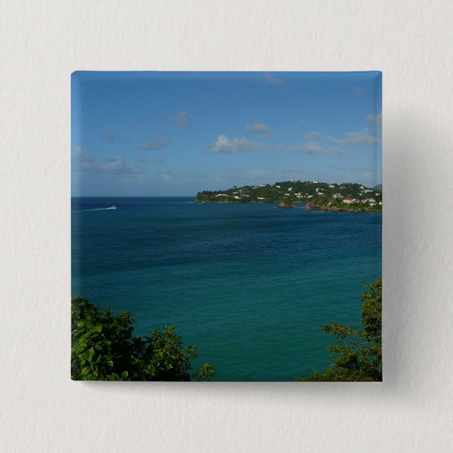 Coast of St. Lucia Caribbean Vacation Photo Pinback Button (Front)