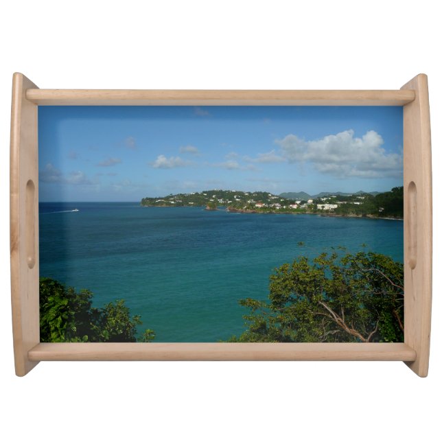 Coast of St. Lucia Caribbean Vacation Photo Serving Tray (Front)
