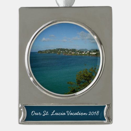 Coast of St Lucia Caribbean Vacation Photo Silver Plated Banner Ornament