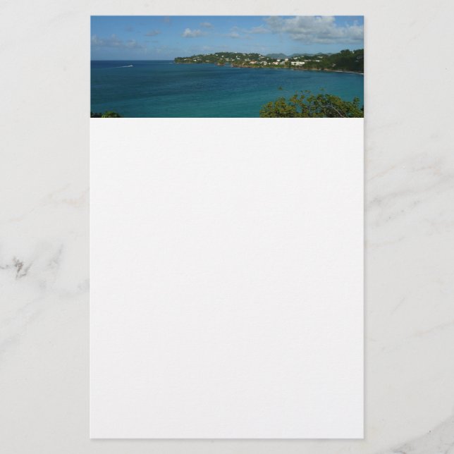 Coast of St. Lucia Caribbean Vacation Photo Stationery (Front)