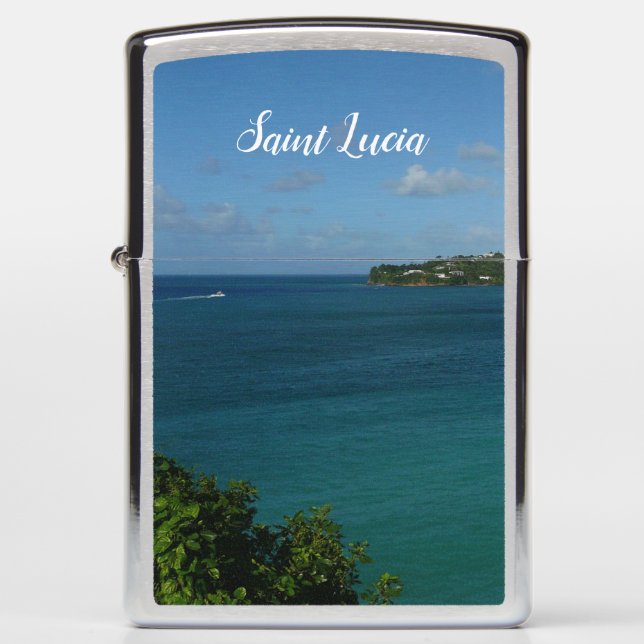 Coast of St. Lucia Caribbean Vacation Photo Zippo Lighter (Front)
