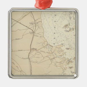 Coast section Barnegat Bay to Tuckerton Chart Map Metal Ornament