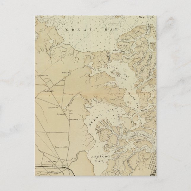 Coast section Tuckerton to Absecon Beach Chart Map Postcard (Front)