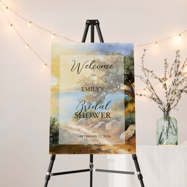 Coast Watercolor Sunset Mediterranean Bridal Show  Foam Board (In Situ (Stand))