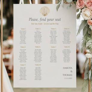 Coastal 10 tables Beach Wedding Seating Chart Foam Board