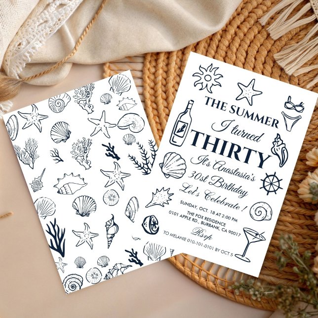 Coastal 30th Birthday  Beach Party, Ocean Theme Invitation (Creator Uploaded)