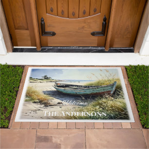 Coastal Abandoned Row Boat Doormat