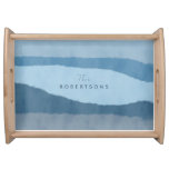 Coastal Abstract Shades of Blue Serving Tray