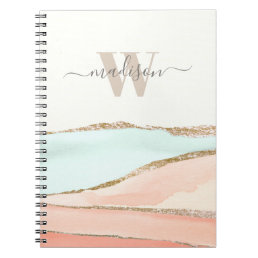 Coastal Abstract Watercolor with Name and Monogram Notebook