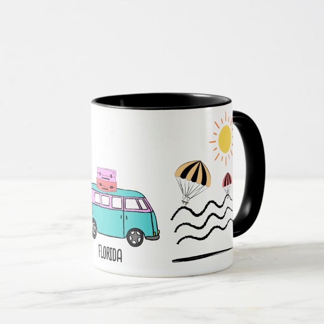 Coastal Adventures: Sun, Sea, and Road Trips Mug (Front Right)