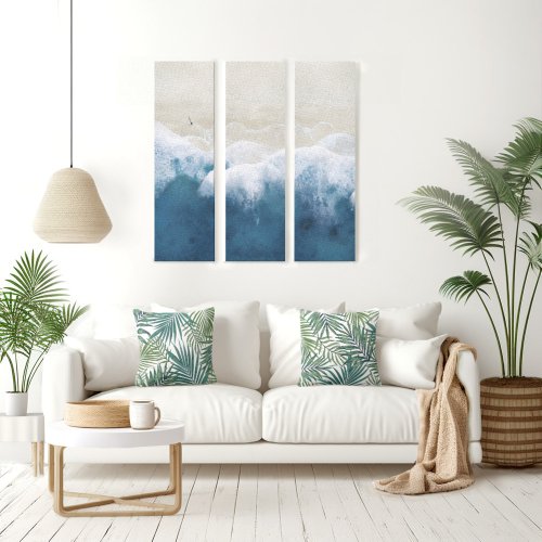 Coastal Aerial Beach 3 Panel Canvas Print