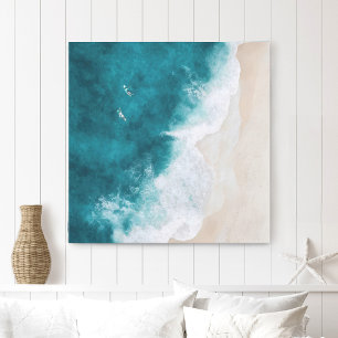 Coastal Aerial Surfers Beach Canvas Print