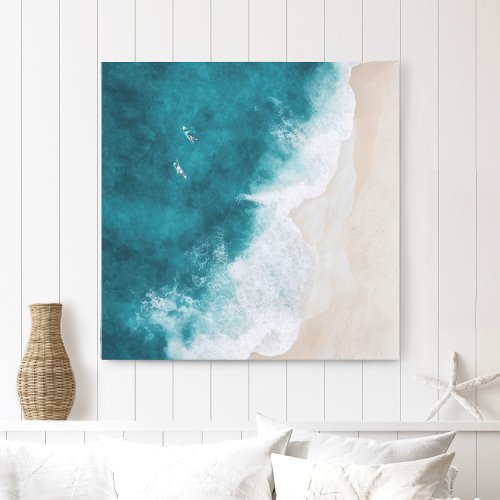 Coastal Aerial Surfers Beach Canvas Print