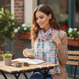 Coastal Aesthetic Sardine Neck Designer Silk Scarf