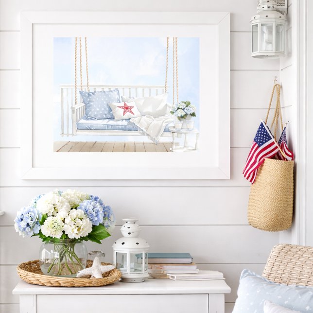 Coastal Americana Porch Swing Patriotic Wall Art (Creator Uploaded)