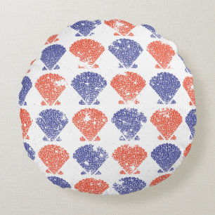 Coastal Americana Seashells Round Pillow