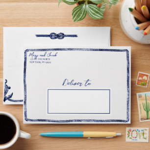 Coastal Anchor and Knot Wedding Envelope