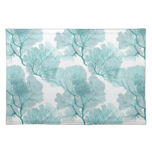 Coastal Aqua Blue Coral Sea Fans Dining Cloth Placemat