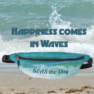 Coastal Aqua Blue Ocean Wave SEAS the Day Fanny Pack