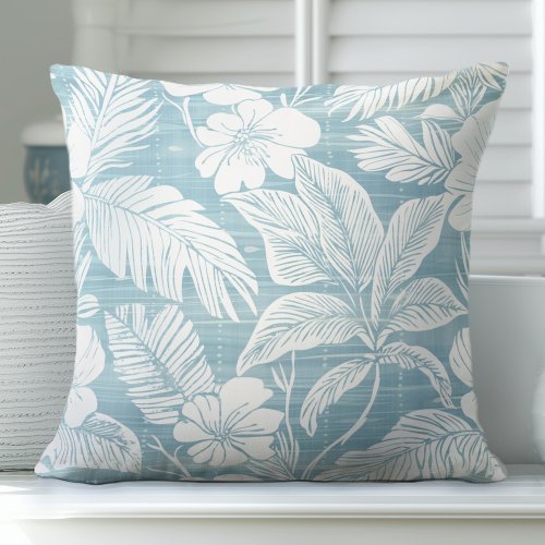 Coastal Aqua Blue  White Throw Pillow