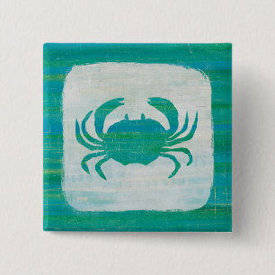 Coastal Aqua Crab Button