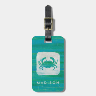 Coastal Aqua Crab Luggage Tag