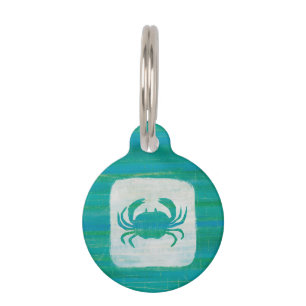 Coastal Aqua Crab Pet Name Tag