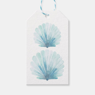 Coastal Aqua Scallop Seashell Personalized Gift Tags