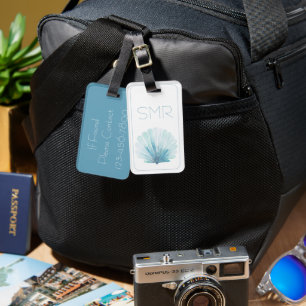 Coastal Aqua Scallop Seashell Personalized Luggage Tag