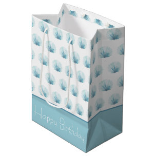 Coastal Aqua Scallop Seashell Personalized Medium Gift Bag