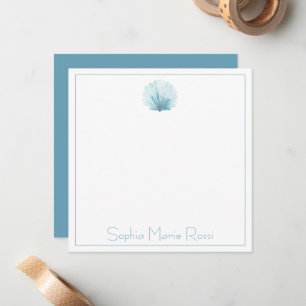 Coastal Aqua Scallop Seashell Personalized Note Card