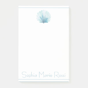 Coastal Aqua Scallop Seashell Personalized Post-it Notes