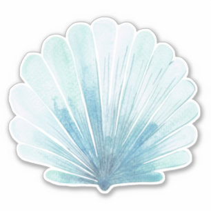 Coastal Aqua Scallop Seashell Sticker