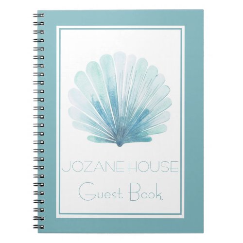 Coastal Aqua Watercolor Scallop Seashell Notebook