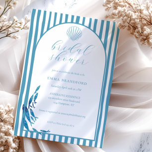 Coastal Arch Blue White Bridal Shower  Invitation