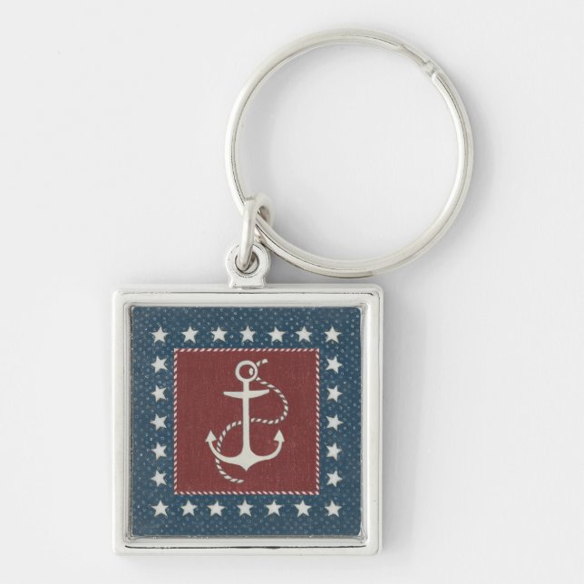 Coastal Art | Anchor on Red Keychain (Front)