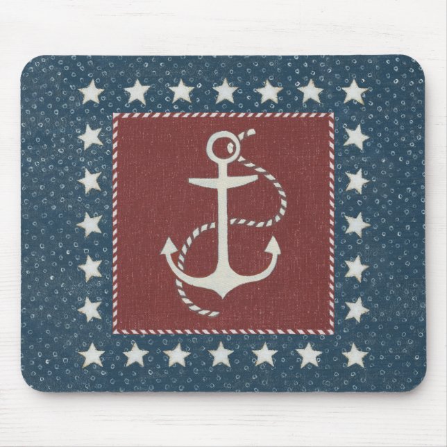 Coastal Art | Anchor on Red Mouse Pad (Front)