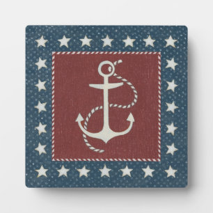 Coastal Art Anchor on Red Plaque