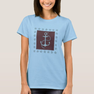 Coastal Art Anchor on Red T-Shirt