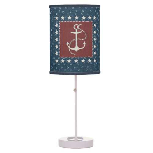 Coastal Art  Anchor on Red Table Lamp