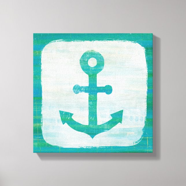 Coastal Art | Aqua Anchor Canvas Print (Front)