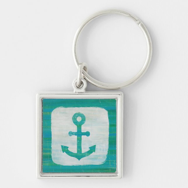 Coastal Art | Aqua Anchor Keychain (Front)