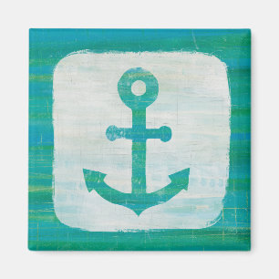 Coastal Art Aqua Anchor Magnet