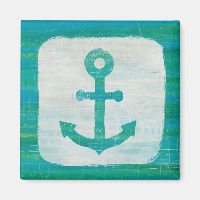 Coastal Art | Aqua Anchor Magnet (Front)