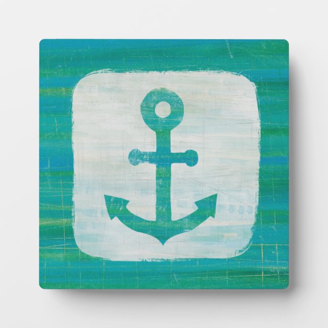 Coastal Art | Aqua Anchor Plaque (Front)