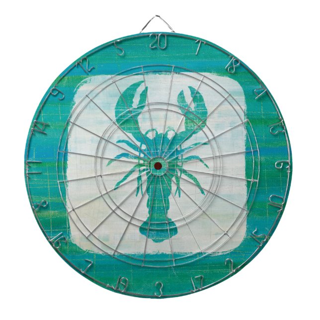 Coastal Art | Aqua Lobster Dart Board (Front)